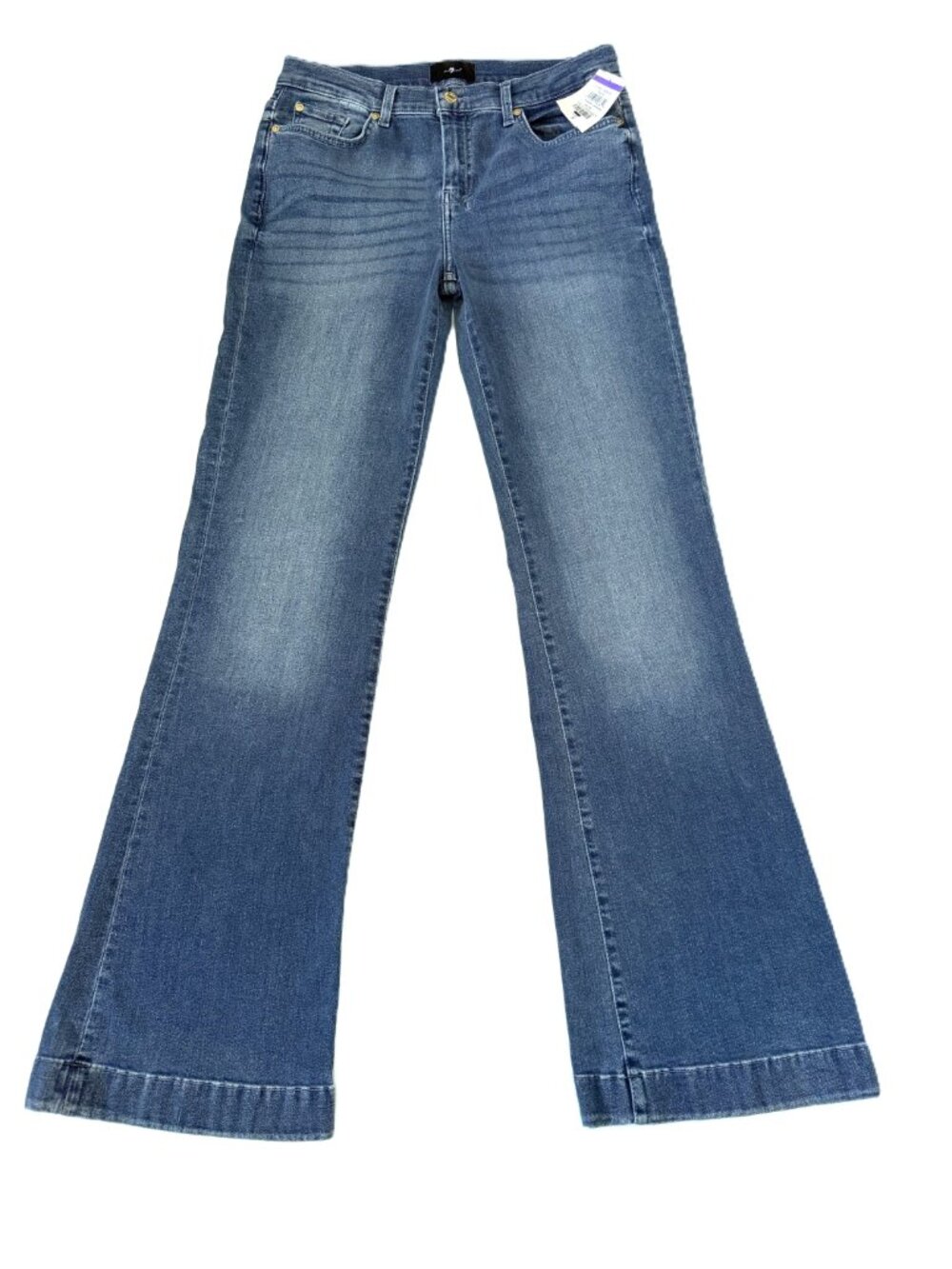 NWOT 7 For All Mankind Slim Illusion Dojo Mid Rise Flare Jeans In Almost Love 30 - Picture 3 of 8
